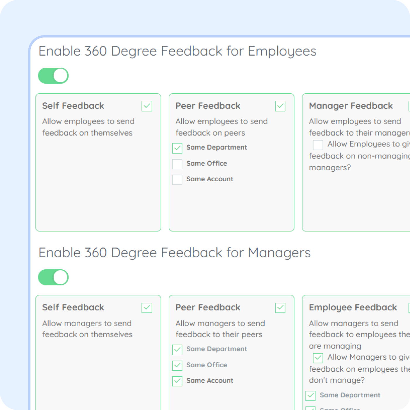 360 degree feedback performance management purelyhr 360-degree employee feedback management in PurelyHR showing peer reviews, manager feedback and employee performance assessments