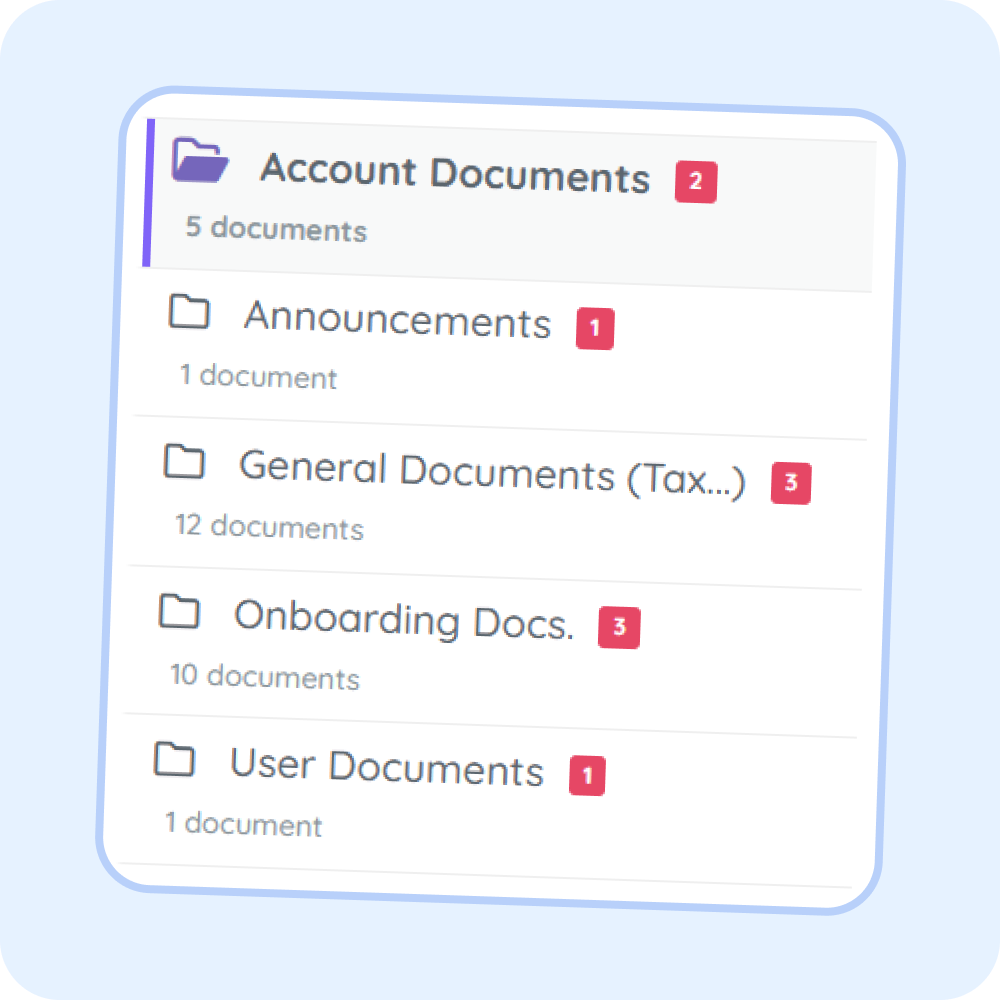 employees documents storage product image Employee document management dashboard in PurelyHR showing onboarding documents, HR files and secure employee record storage