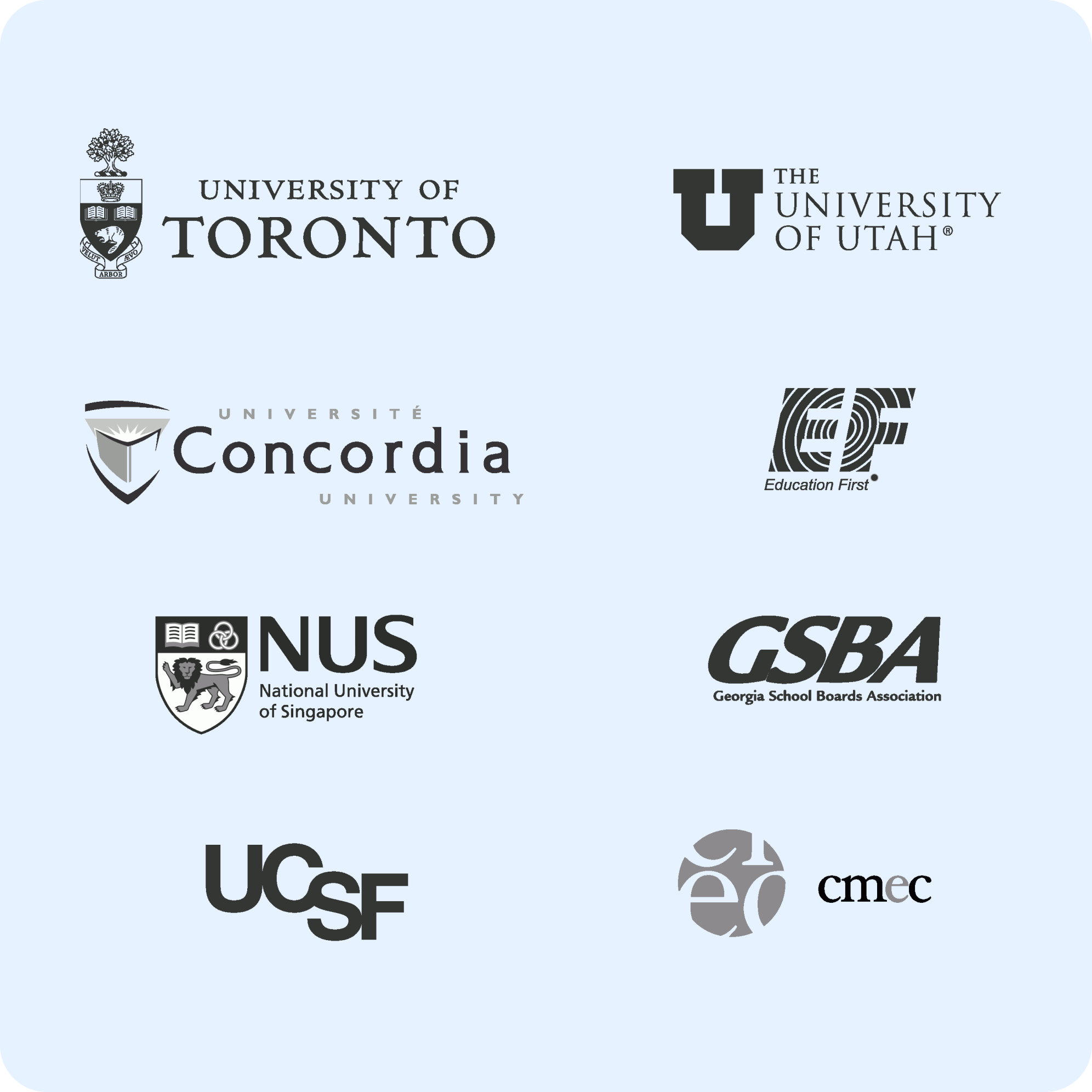 education and universities logos Leading educational institutions using PurelyHR leave management software for faculty leave tracking, staff absences and time off requests